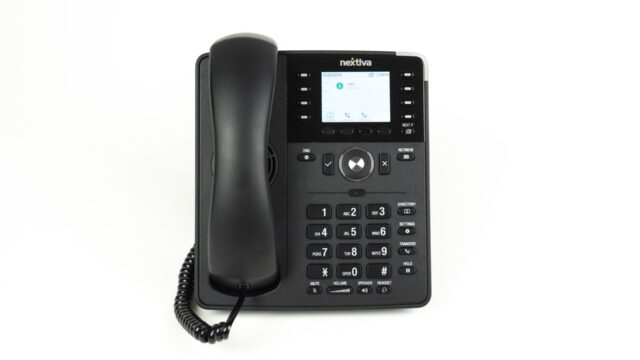 black and gray ip desk phone